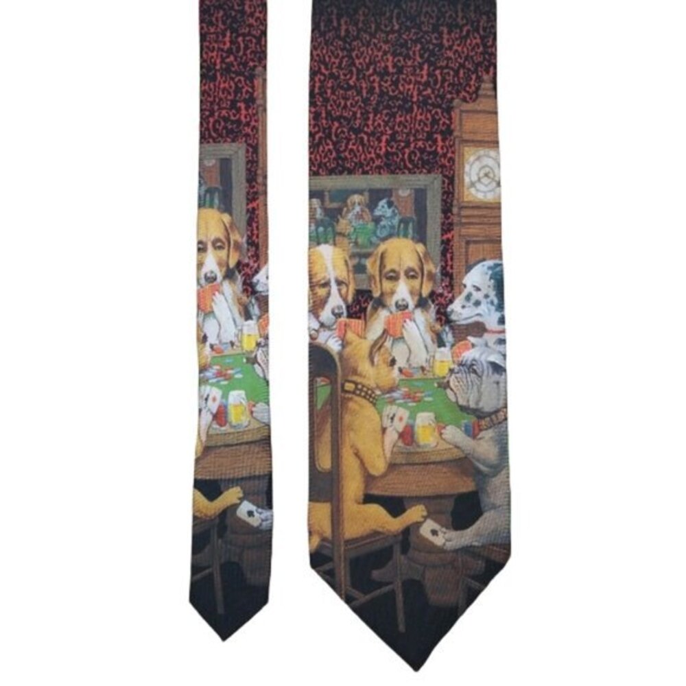 Vintage Ralph Marlin Dogs Playing Poker Tie 1994